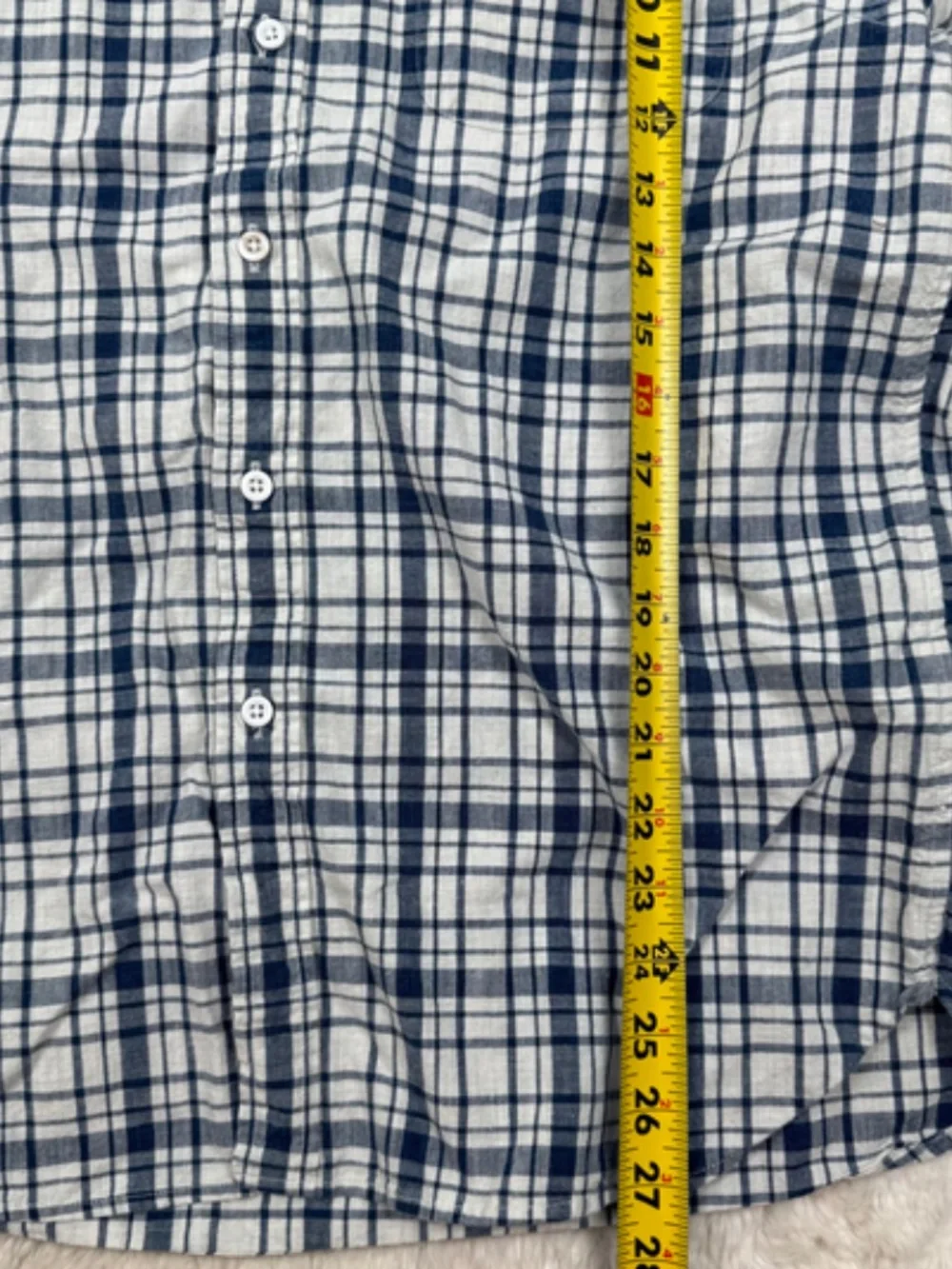 J. Crew Button Down Long Sleeve Shirt Blue White Plaid Check Cotton Men's Large